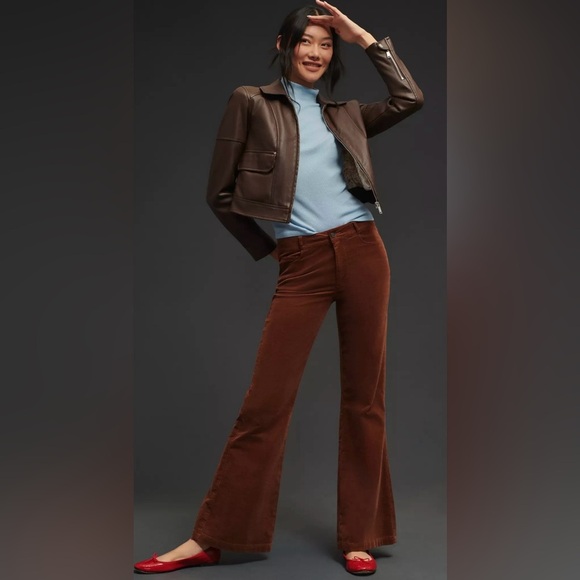 Anthropologie Pants - ANTHROPOLOGIE Paige Genevieve Mid Rise Corduroy Flare Pants Rose Wood Size 26
